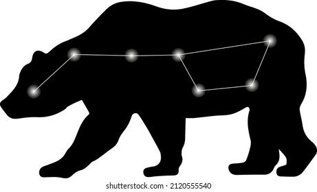 Ursa major constellation on the background vector isolated illustration bear