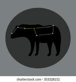 ursa major constellation on bear shape on grey background in cartoon style vector illustration