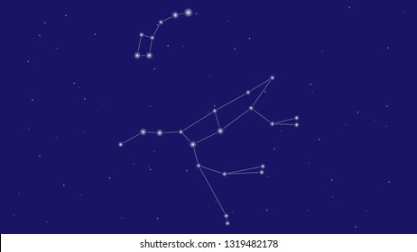 Ursa Major and Ursa Minor constellations vector design