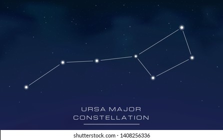 Ursa Major (The Great Bear) constellation on the background of night sky with stars, vector eps10 illustration