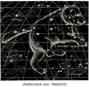 Ursa Major - vintage engraved illustration - "La mosaique " edited by A.Bourdilliat  1875 - Paris