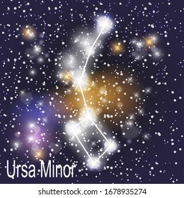 Ursa Minor Constellation with Beautiful Bright Stars on the Background of Cosmic Sky Vector Illustration EPS10