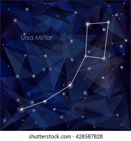 Ursa Minor constellation in night sky, background is a triangulation.