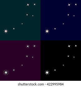 Ursa Minor (Little Bear) Constellation of Northern Sky with Polaris (the North Star) - Graphic Silhouette Style