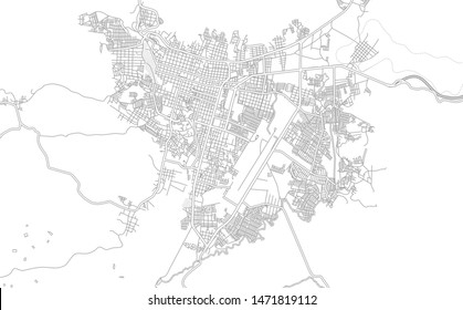 Uruapan, Michoacán, Mexico, bright outlined vector map with bigger and minor roads and steets created for infographic backgrounds.