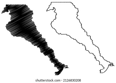 Urucara municipality (Amazonas state, Municipalities of Brazil, Federative Republic of Brazil) map vector illustration, scribble sketch Urucara map