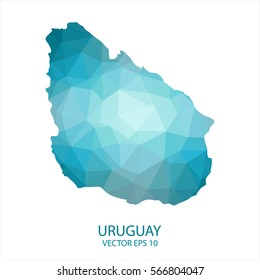 Urugua map - blue geometric rumpled triangular low poly style gradient graphic background , polygonal design for your . Vector illustration eps 10.