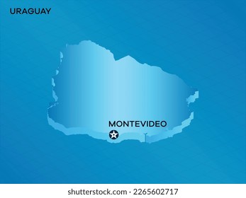 Uruguay 3D Isometric map with Capital Mark Montevideo Vector Illustration Design