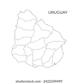 Uruguay administrative Division Umrisskarte. Regionen Uruguays. Vektorgrafik