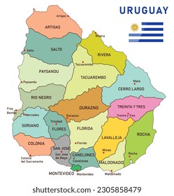 Uruguay administrative map. Vector illustration.