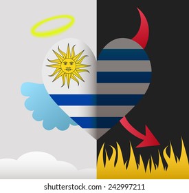 Uruguay background of a heart half demon half angel