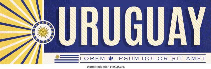 Uruguay  Banner design, typographic vector illustration, Uruguayan Flag colors