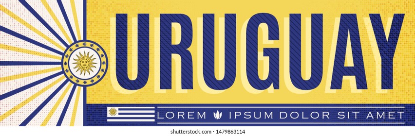 Uruguay  Banner design, typographic vector illustration, Uruguayan Flag colors