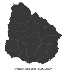 Uruguay black map on white background vector