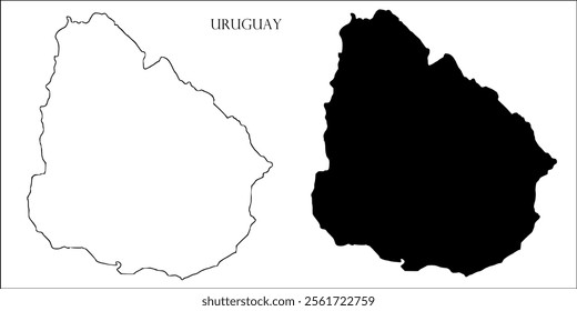 Uruguay Blank Map, Uruguay Map Outline Vector Images