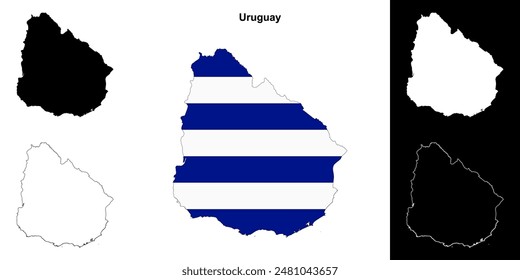 Uruguay blank outline map set