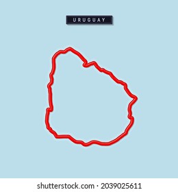 Uruguay kühn umrissene Rahmenkarte. Glossy roter Rand mit weichem Schatten. Länderkennzeichen. Vektorgrafik.