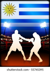 Uruguay Boxing Event with Stadium Background and Flag Original Illustration