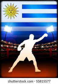 Uruguay Boxing Event with Stadium Background and Flag Original Illustration