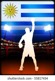 Uruguay Boxing Event with Stadium Background and Flag Original Illustration