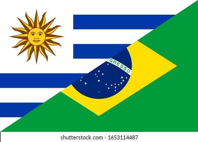 uruguay y bandera brasil. fondo vectorial