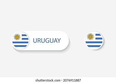 Uruguay Button Fahne in Illustration der oval mit dem Wort Uruguay geformt. Und Taste Flag Uruguay. 