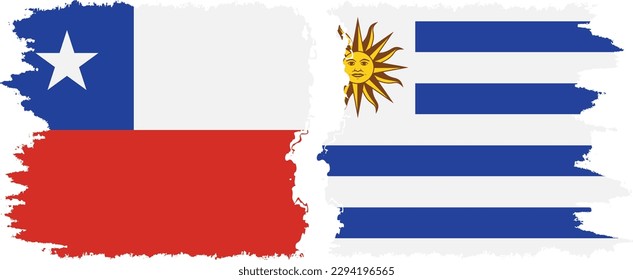 Verbindung zwischen Uruguay und Chile mit Grunge-Flaggen, Vektorgrafik