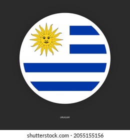 Icono de la bandera del círculo Uruguay sobre fondo gris oscuro.