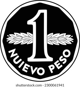 Uruguay coin one pesos vector design handmade silhouette
