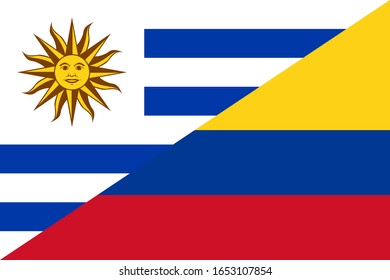 bandera uruguay y colombia. fondo vectorial