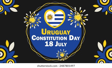 Uruguay Constitution Day  vector banner design with geometric shapes and vibrant colors on a horizontal background. Happy Uruguay Constitution Day modern minimal poster.