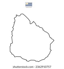 Uruguay contour vector map with flag in color. Background map eps 10