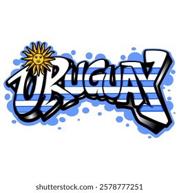 uruguay country flag in graffiti art style