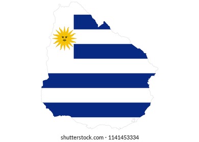 Uruguay Country Flag Map Shaped Illustration 