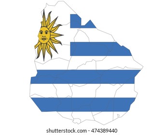 uruguay country flag on white background.