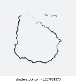 Uruguay country map line shape. Brush style. Vector illustration