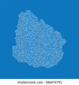 Uruguay country map made from digital binary code