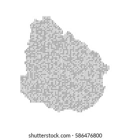 Uruguay country map made from digital binary code