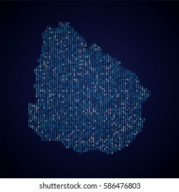 Uruguay country map made from digital binary code