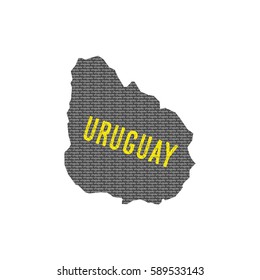 Uruguay country map made up of vector uruguay text