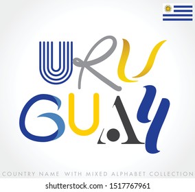 Uruguay : Country name with mixed alphabets isolated on white background : Vector Illustration