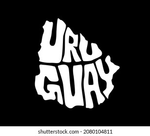 Uruguay country name written in Uruguay's map shape. Uruguay map lettering.