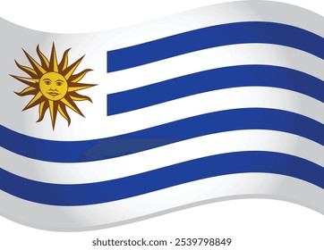 Uruguay Country National Flag Waving Vector