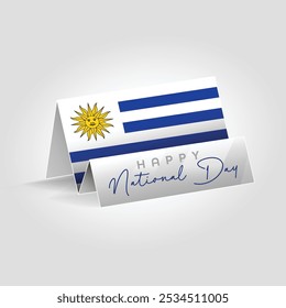 Bandeira do Uruguai feita de papel-país no chão. Feliz dia nacional bandeira design.