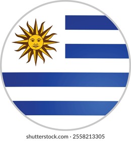 Uruguay Country Round Flag Vector