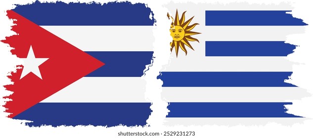 Uruguay y Cuba grunge enarbolan conexión, Vector