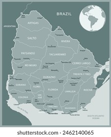 Uruguay - detailed map with administrative divisions country. Vector illustration