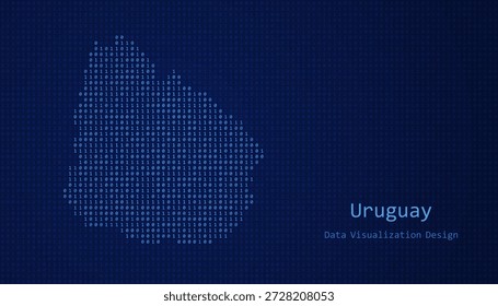 Uruguay Digitale Karte mit Einsen und Nullen für Datenvisualisierung Design gebildet
