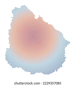 Uruguay dotted map. Digital style shape of Uruguay. Tech icon of the country with gradiented dots. Radiant vector illustration.