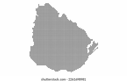 Uruguay gepunktete Karte mit Grunge Textur in Punktstil. Abstrakte Vektorgrafik einer Landkarte mit Halbfone-Effekt für Infografik. 